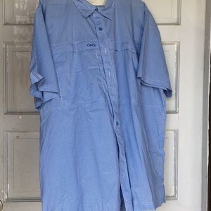 Game guard blue checked button down SS shirt